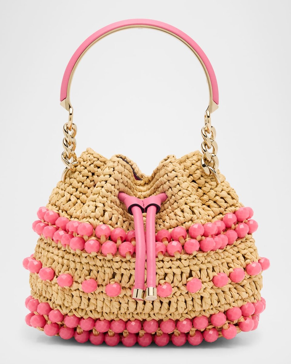 Bon Bon Beaded Raffia Bucket Bag